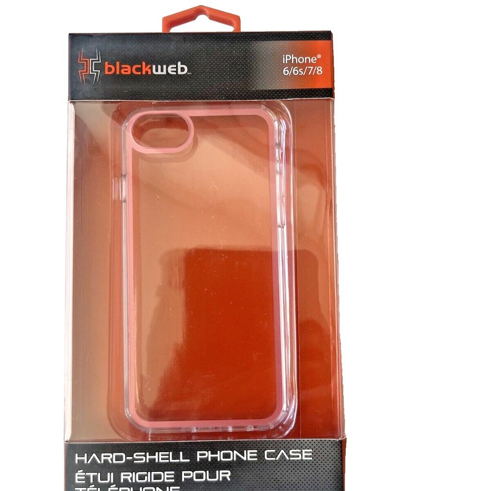Blackweb Hard Phone Case for iPhone 6/6s/7/8/ SE 2020 Clear w/ Pink Trim